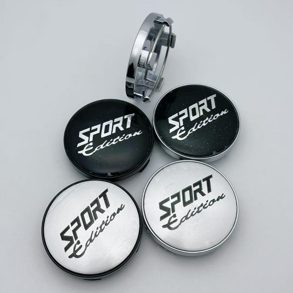 4pcs 60MM Sport Logo Emblem Car Wheel Center Caps Car Accessories for Wheel Hub Centre Cover Auto Rim Hubcaps Black/Silver Cap