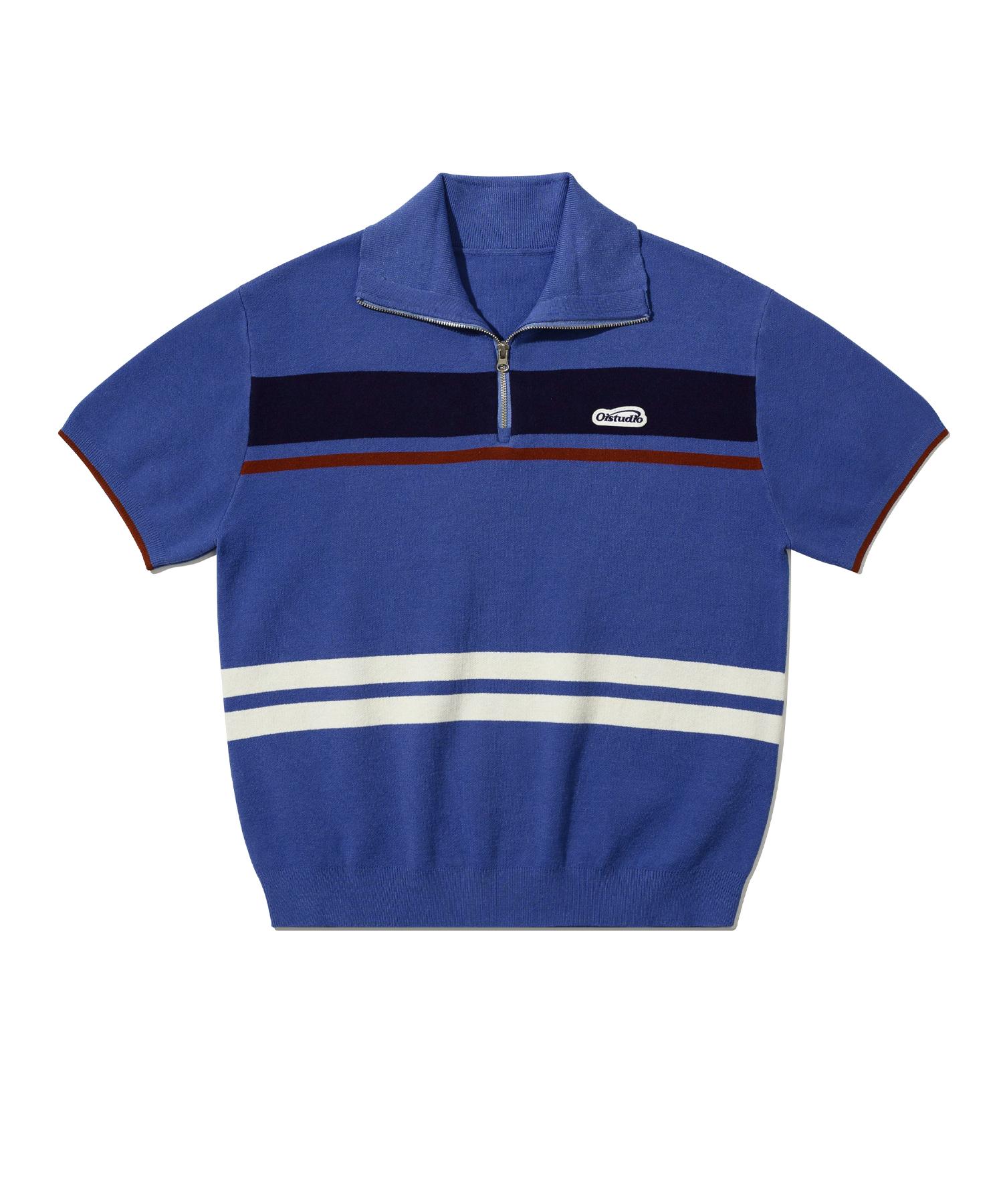 Oioi Collection Color Layered Collar Knit_Light Blue L