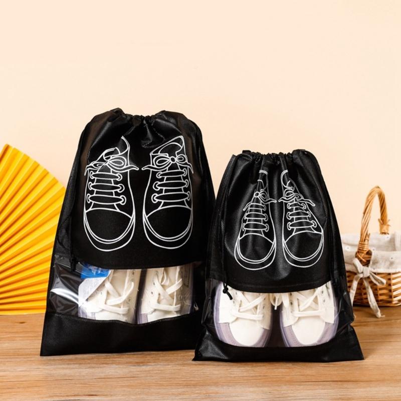 10Pcs/Set Shoe Dust Covers Non-Woven Dustproof Drawstring Clear Storage Bag Travel Pouch Bags Drying Shoes Protect Shoes