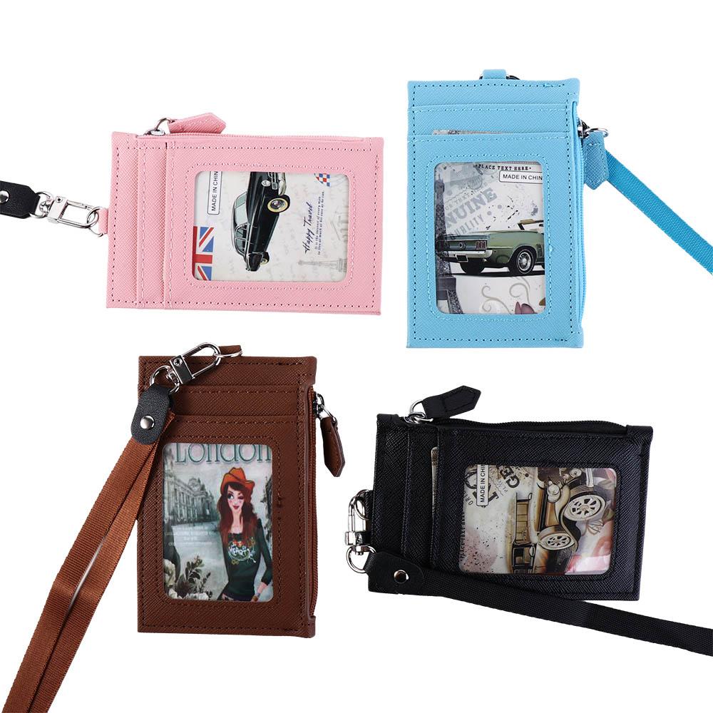 Supplies Student Business Bus Cards Cover Coin Purse Badge Holder ID Card Holder with Lanyard