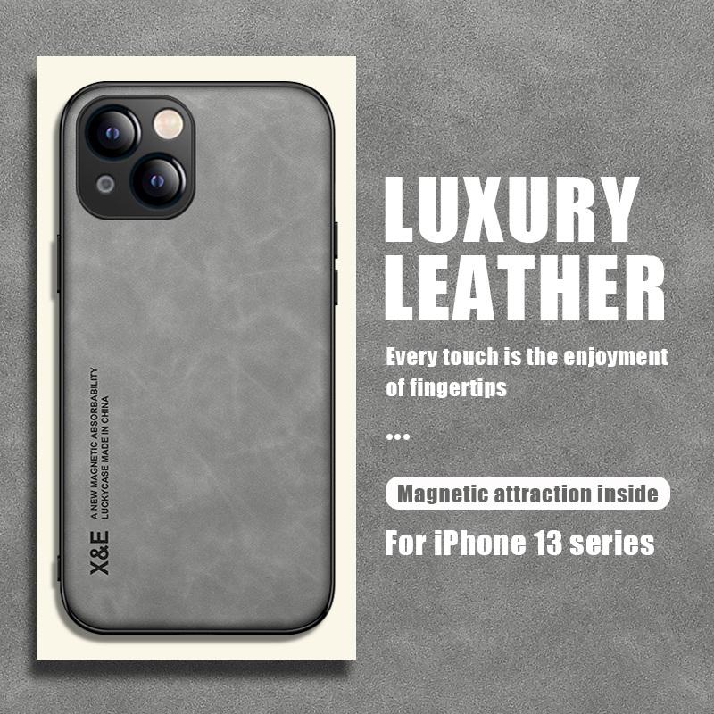 Magnetic Leather Case For iPhone 13 14 Pro Max 12 11 Pro XS Max X XR 8 7 Plus SE 2 2022 Luxury Sheepskin Matte Slim Back Cover