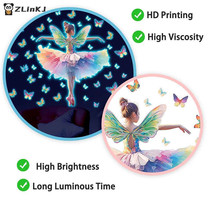 Glow In Dark Luminous Girl Toilet Stickers Removable Wall Decals Bathroom Kids Room Home Window Car Decorations