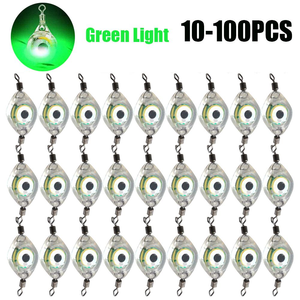 50-10 Stück LED Fischanziehlicht Augenform Angelköderlicht Unterwasser Augenform Angeln Tintenfisch Angelfutter Leuchtende Köder