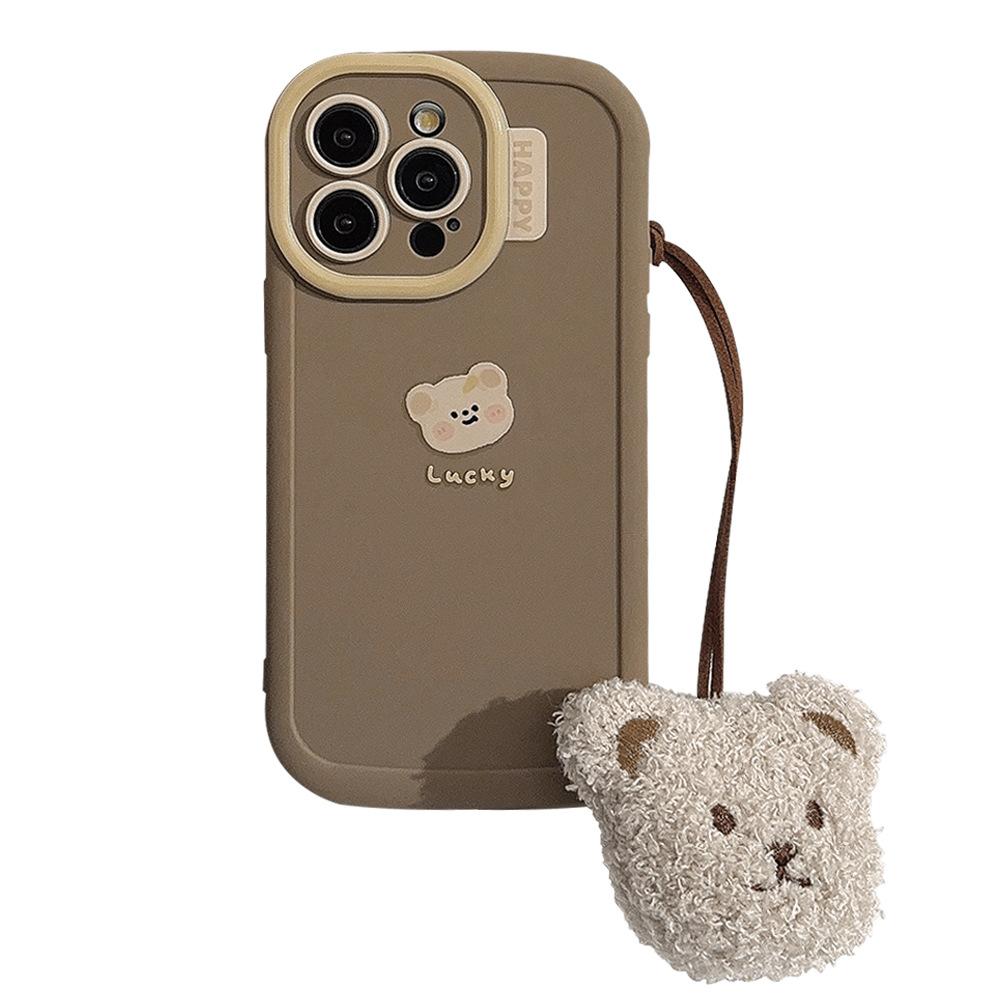 Dla IPhone 16 Etui na Telefon Komórkowy dla Iphone14 Uroczy Pluszowy Niedźwiedź Smycz 15 dla 13promax Proste 12
