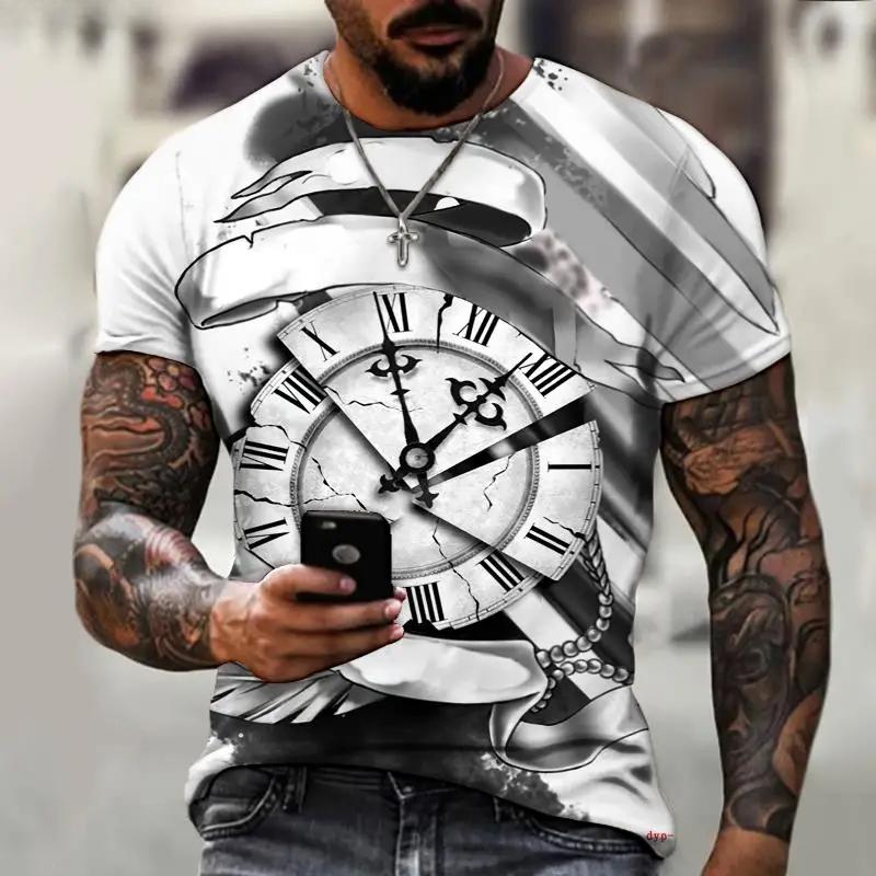 Retro Gray Pointer Pattern 3D Printed Men's Cool and Fashionable Round Neck Short Sleeved T-shirt