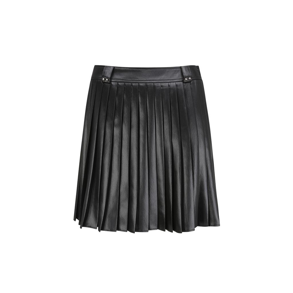 ANEW GOLF Women Sp Leather Like Pleated Skirt_Bk