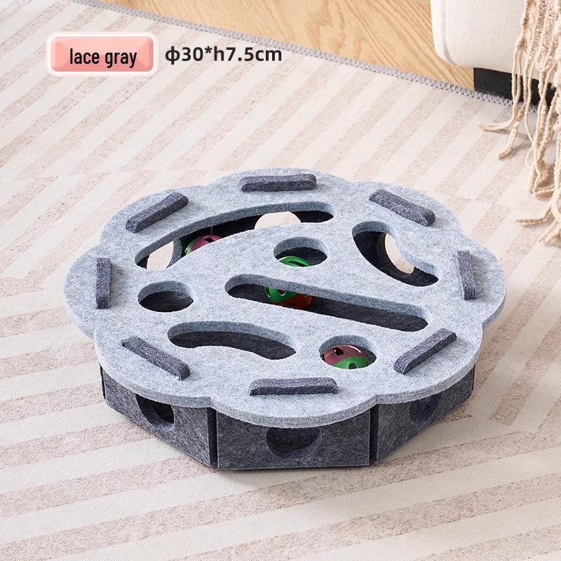 Interactive Felt Box Cat Toy with Teasing Bell Ball – Self-Play & Puzzle Maze for Boredom Relief