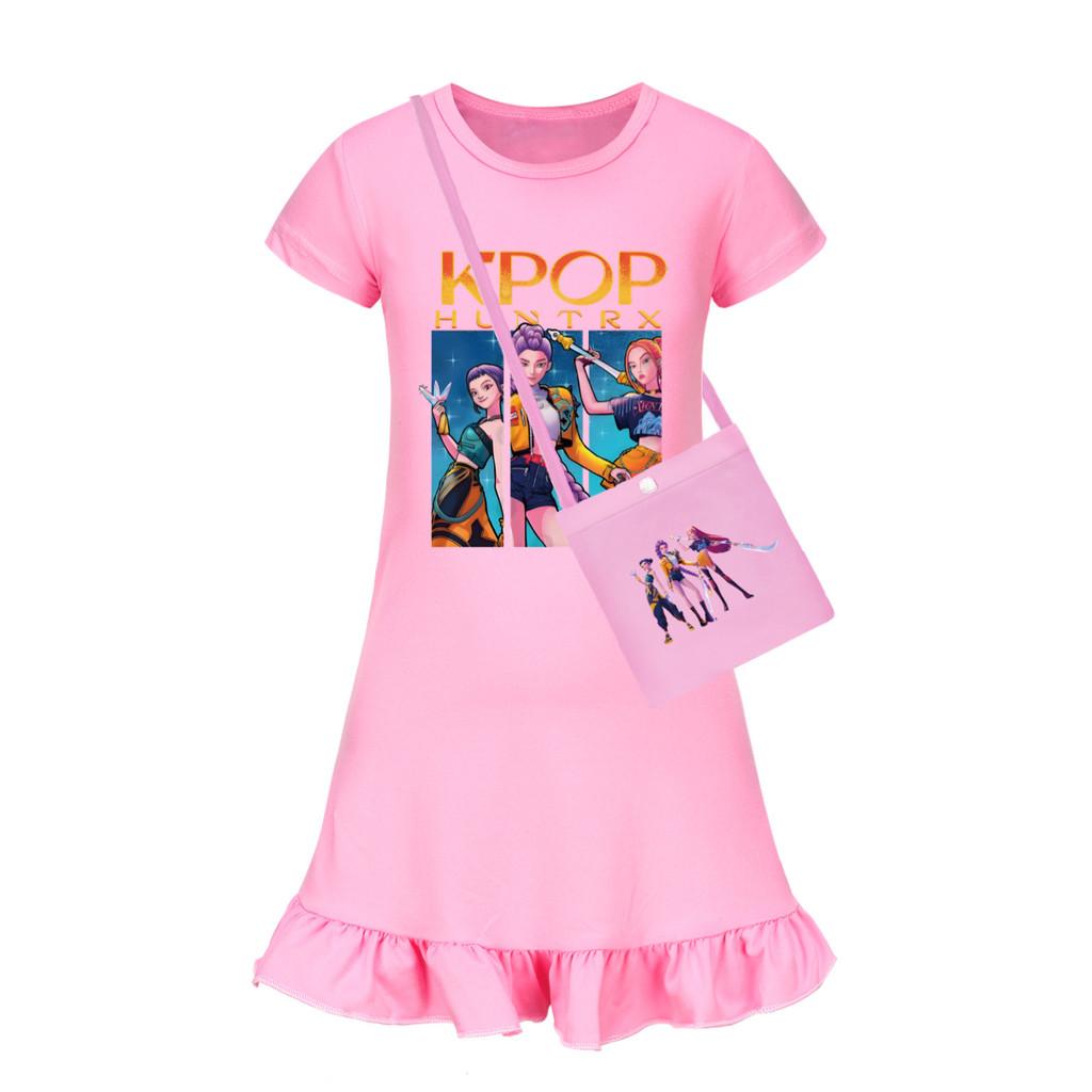 Vestido de Dormir Curto Kpop Demon Hunters Girl com Barra Franzida Para Conforto Ki