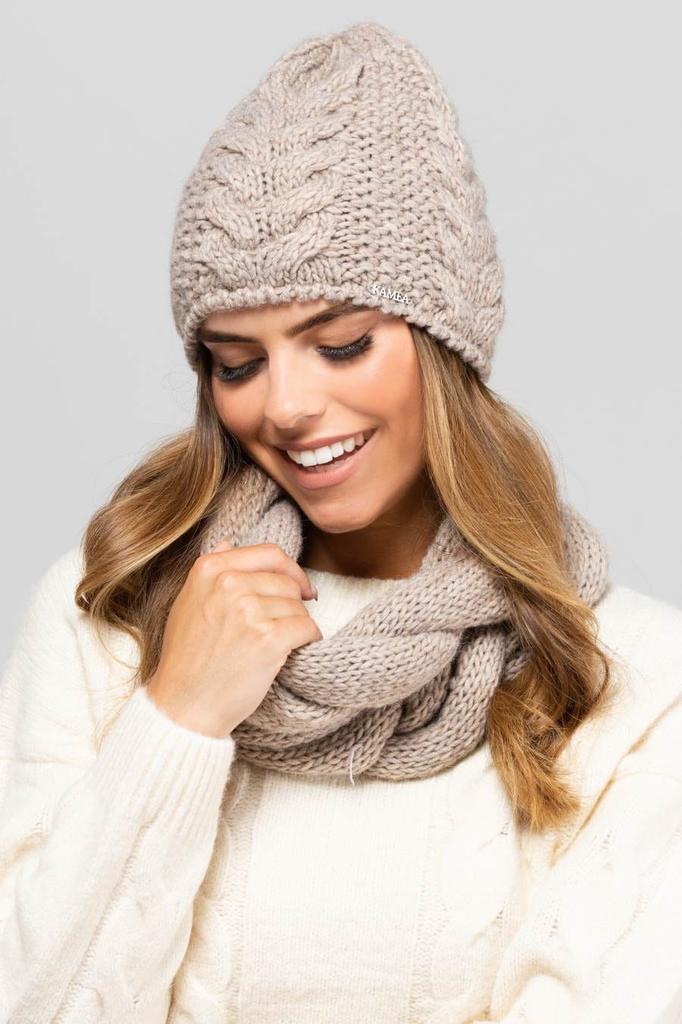 Idaho Braid Hat Set with Snood Color Brown