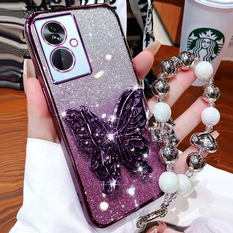 Butterfly Bracelet Phone Holder Bead Bracelet Glitter Case for Vivo V50 V40 V30 V60 Lite Pro Y39 Y29 Y19S Y04 Y03 Y28 Back Cover