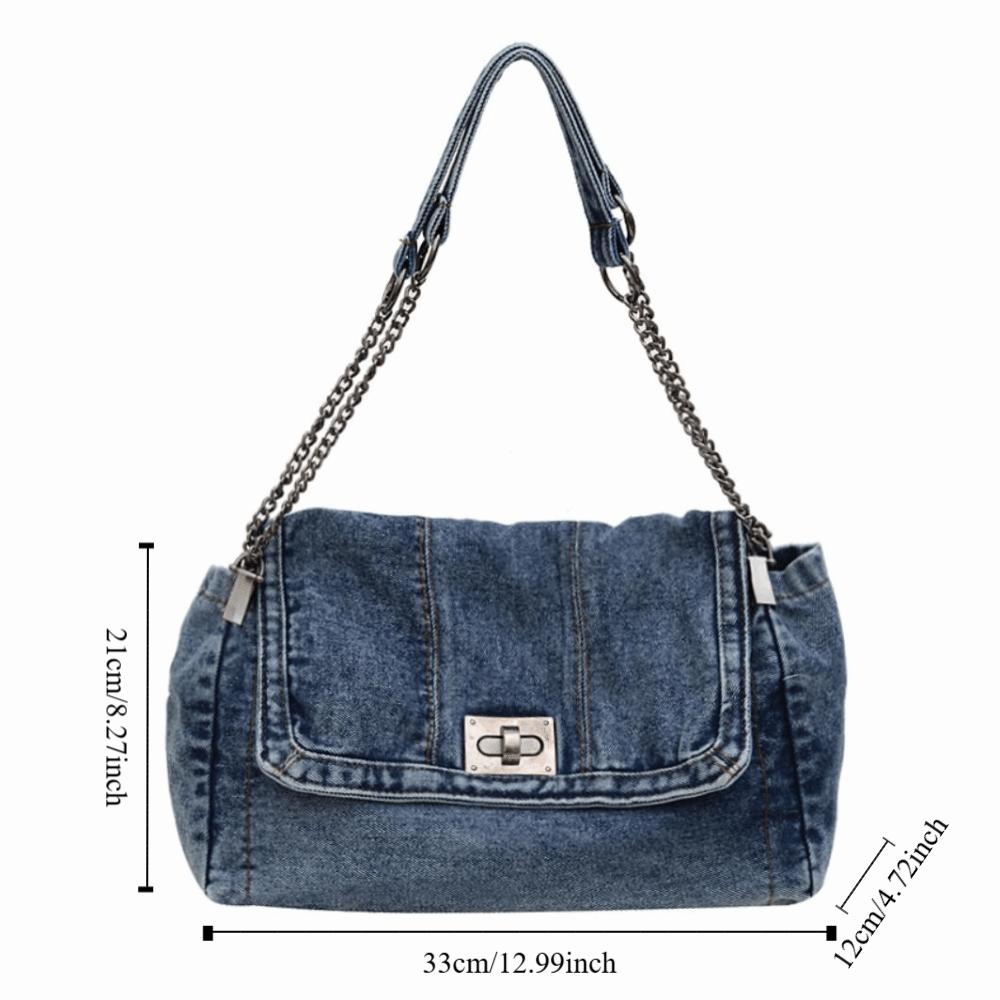 Street Style Denim Canvas Bag Shoulder Bag Solid Crossbody Bag Casual Vintage Handbag  Streetwear