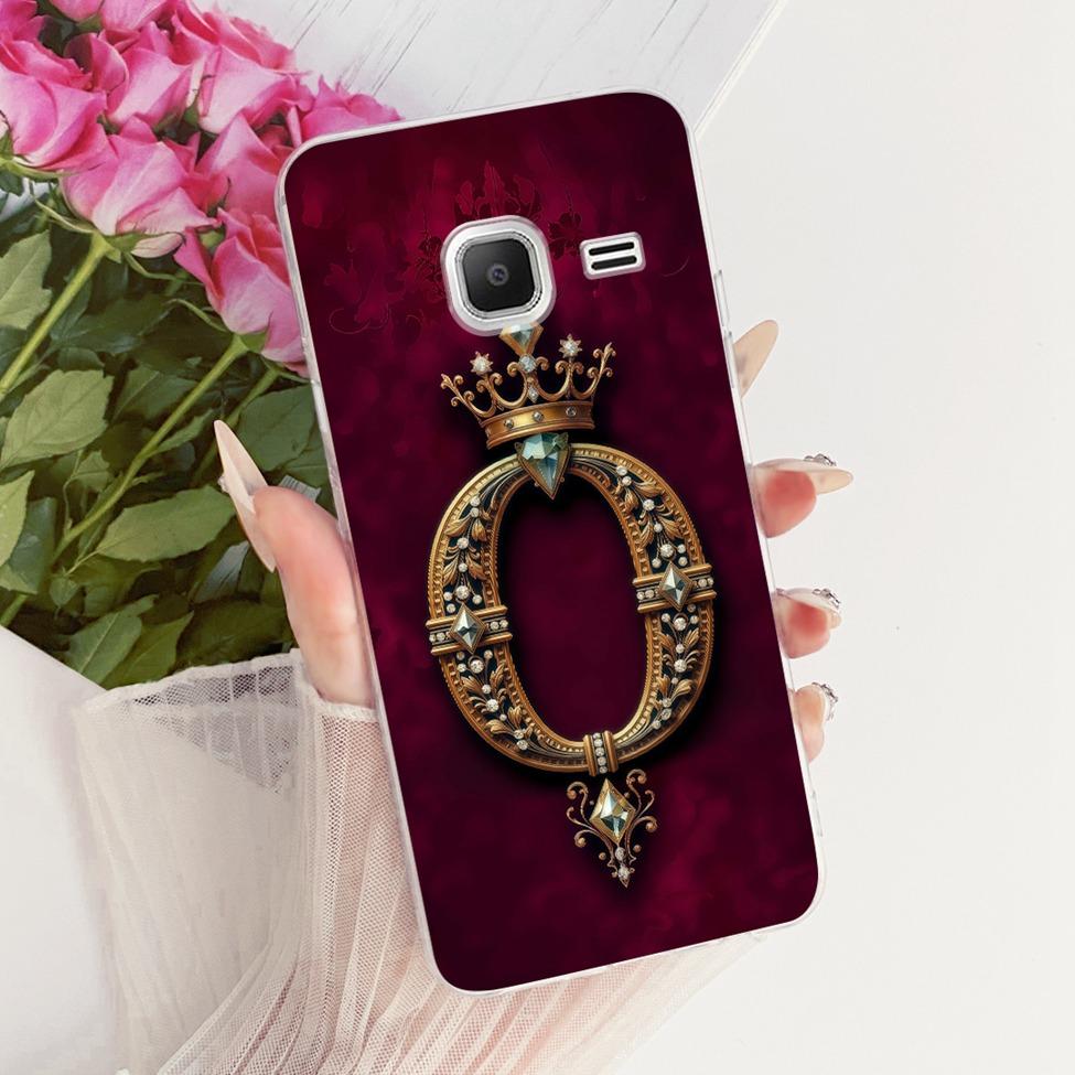 Clear For Samsung J1 mini Case Cover Luxury Crown A-Z Letter 2D Painted Soft Casing For Samsung Galaxy J1 mini SM-J105B SM-J105H