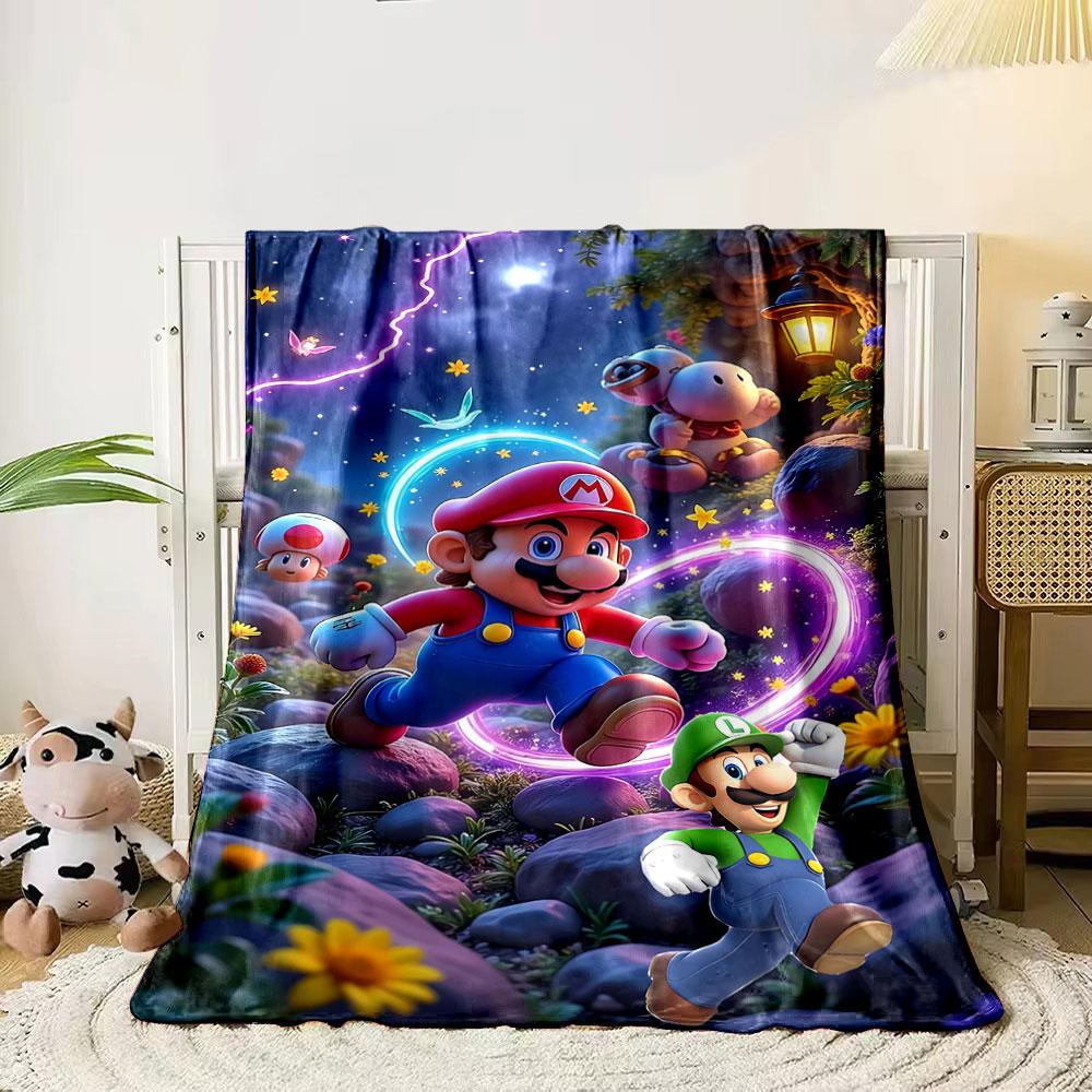 

Bright characters running in a magical forest with glowing light trails. for all seasons blanket lunch break throw gift 80cm x 120cm