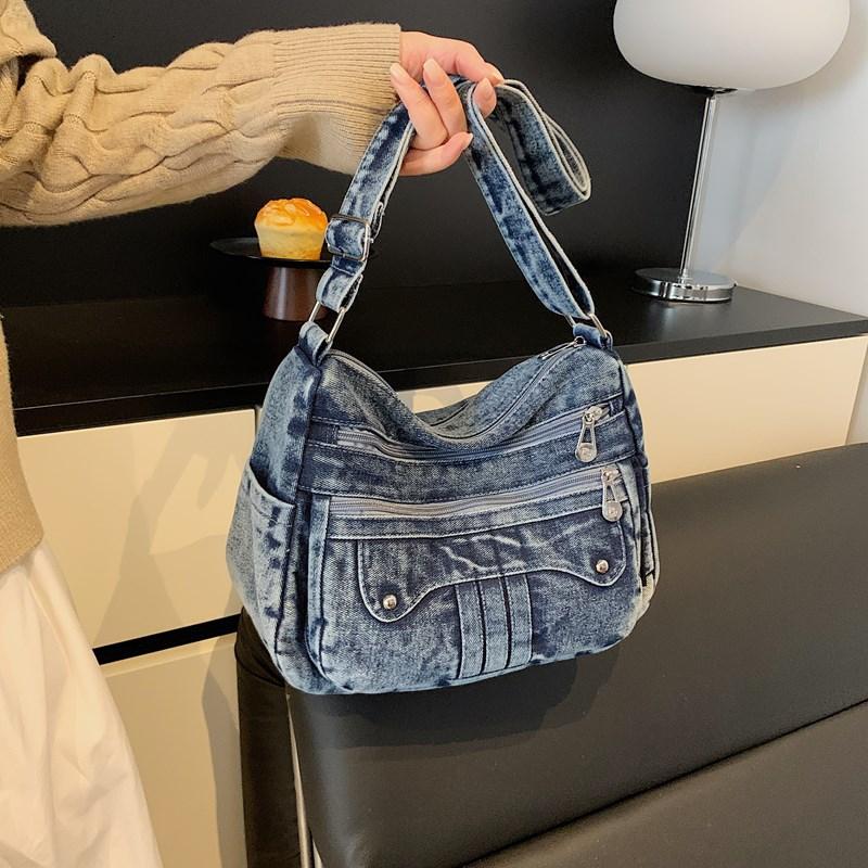Casual Denim Crossbody Bag Women's Lightweight Commuter Shoulder Bag Fashionable New Style Versatile Korean Design