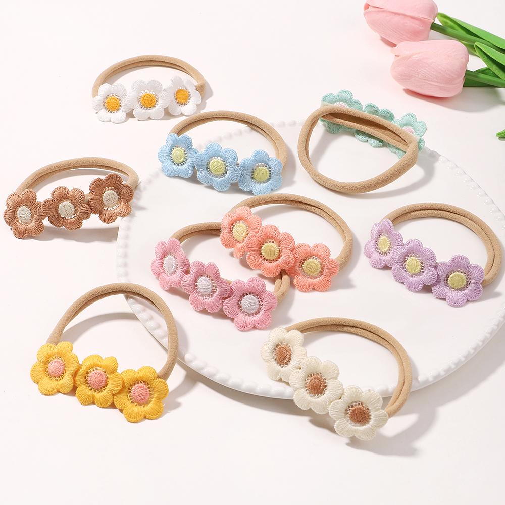 Cute Flowers Headband for Baby Girls Elastic Soft Newborns Butterfly Bows Hair Band Infant Hair Accessories