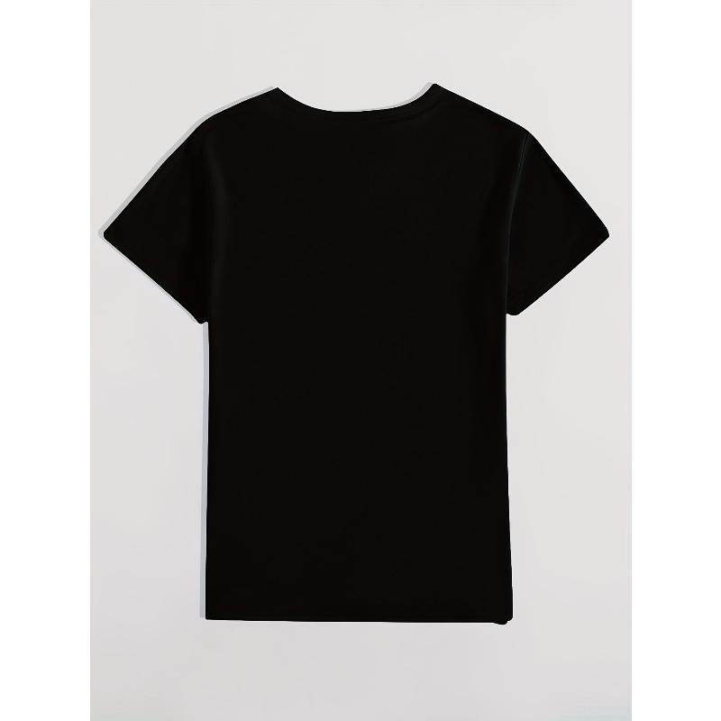 European sizes Letter Print Vintage T-Shirt, Short Sleeve Round Neck Casual Top, Suitable for Summer and Spring, Women's Clothing