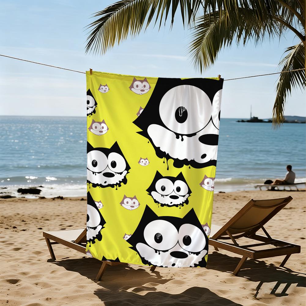 F-felix die süße C-Katze Handtuch Strand Schnelltrocknend Weich Poolhandtücher Geschenk für Reise Fitnessstudio Dusche Camping Sport