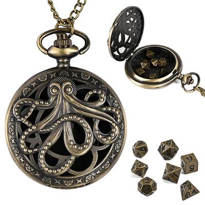 7 szt. Mini kostki DND z etui w kształcie zegarka kieszonkowego Przenośne kostki wielościenne Dungeons&Dragons Stolowe RPG