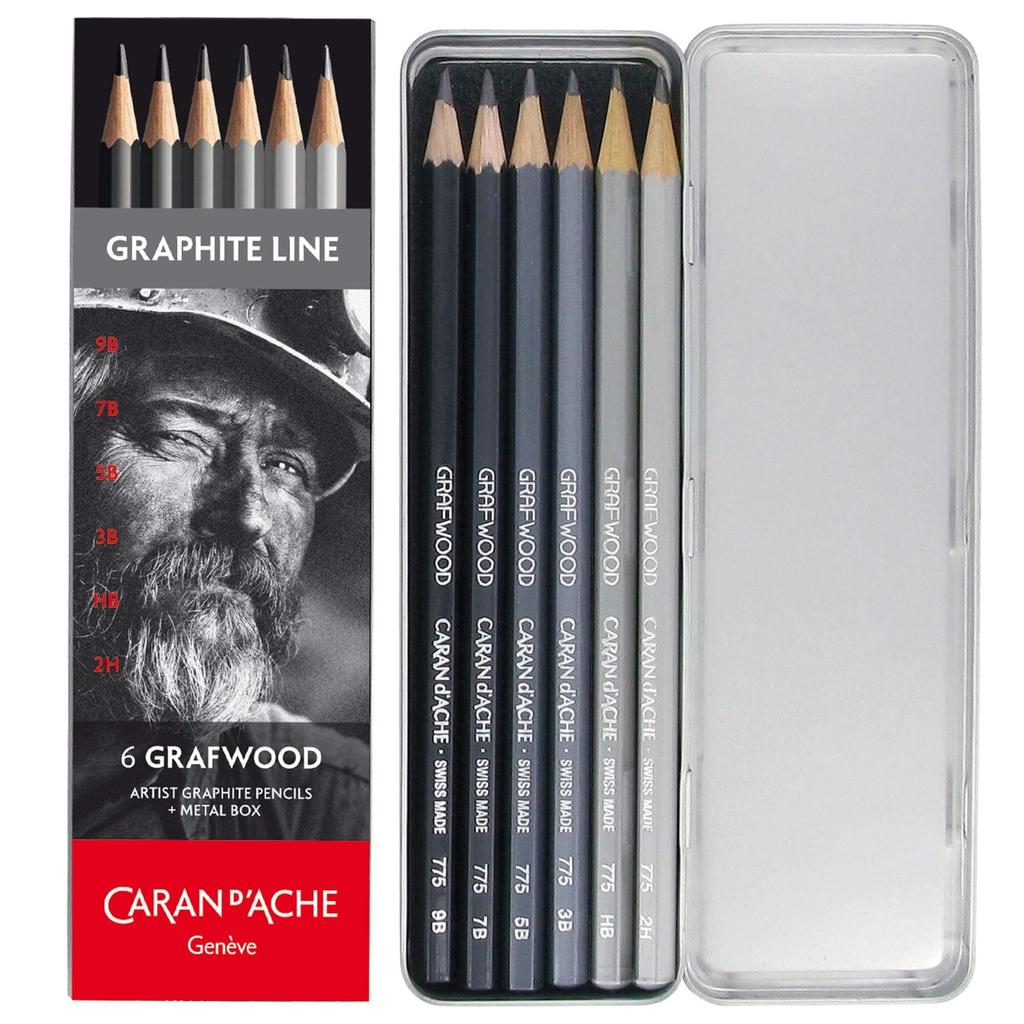 Caran d'Ache 0775-306 Graffwood Metal Box (6 Pieces)