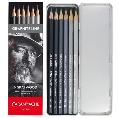 Caran Grafwood Metal Box 6 Pieces d'Ache 0775-306