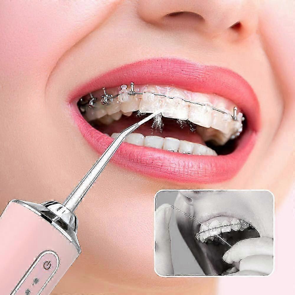 Ústní irigátor Přenosný dentální vodní nitěnka USB dobíjecí vodní nit Zubní sonda se 4 tryskami 220 ml 3 režimy IPX7 1400 ot./min.