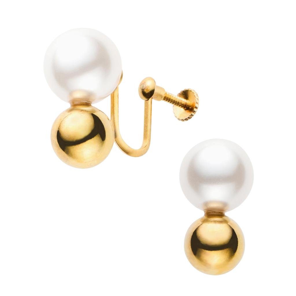 Kuma Modern Sterling Silver 925 Metal Ball KM8E0074 VA [Official] [Vendome Aoyama] [Kengo + MA,YU] Earrings, (YG Plated), Pearl, [Kengo Kuma]