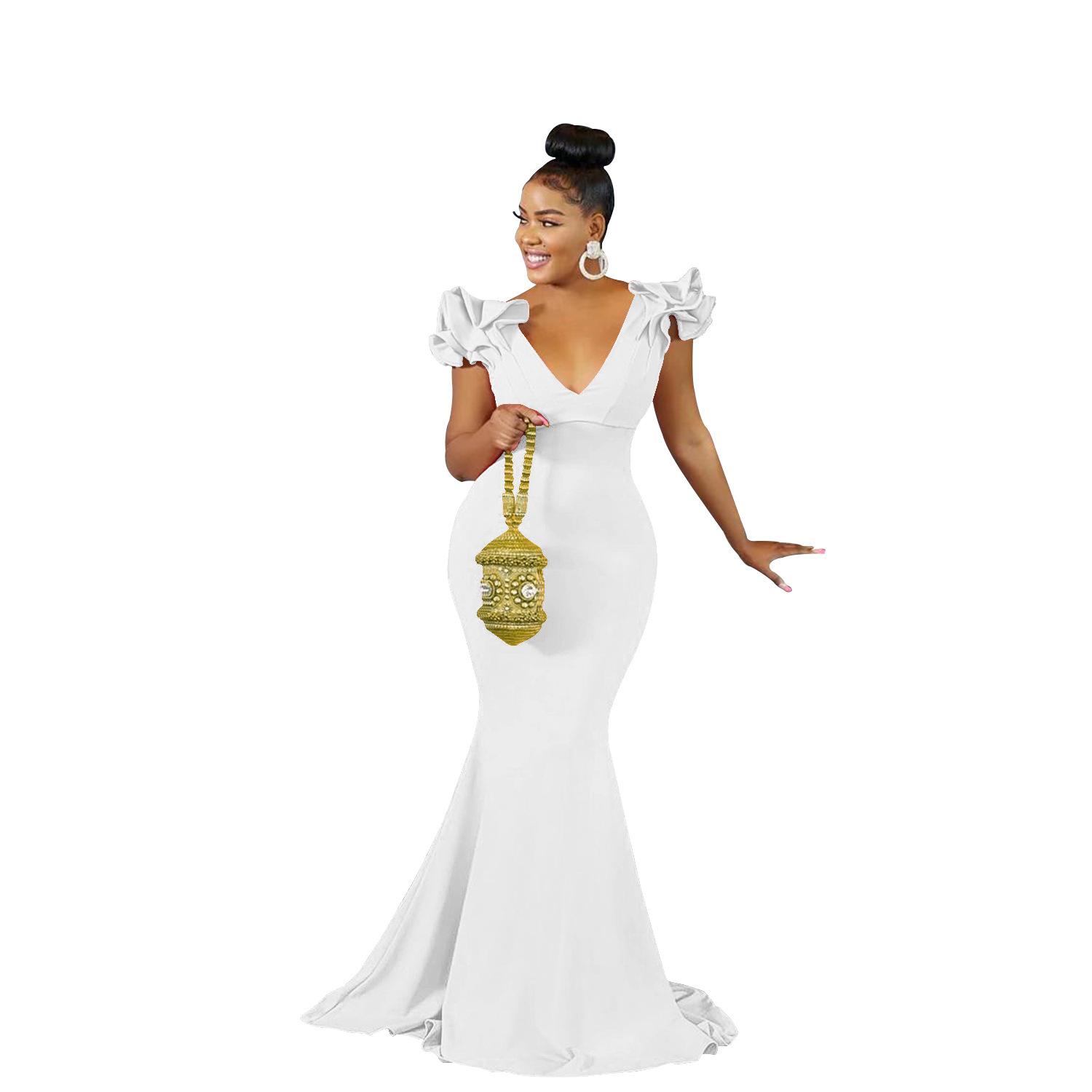 

Модные женские однотонные платья с V-образным вырезом и длинными плечами без рукавов и цветочным принтом 2XL белый