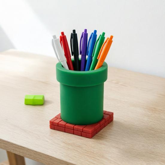 3D Printed Pipe Pen Holder, Desk Pencil Cup Storage Container, Multifunctional Succulents Planter Pot, Desktop Decoration for Home Office