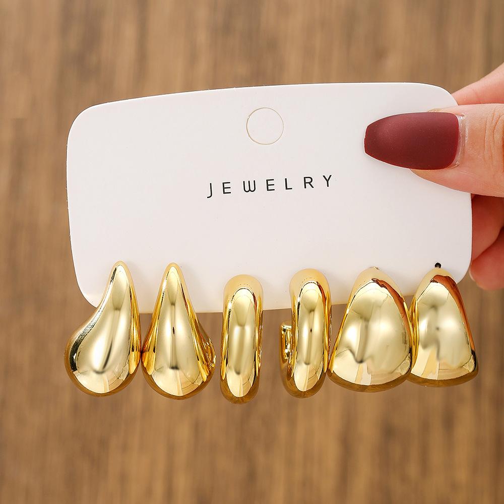 New exaggerated acrylic earrings, plain hoop, round electroplated stud earring set, niche and sophisticated accessories for women