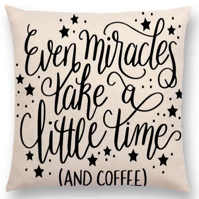 Newest Black Letter Brave Confidence Hope Forceful Warm Words Cushion Cover Christmas Gifts Sofa Throw Pillow