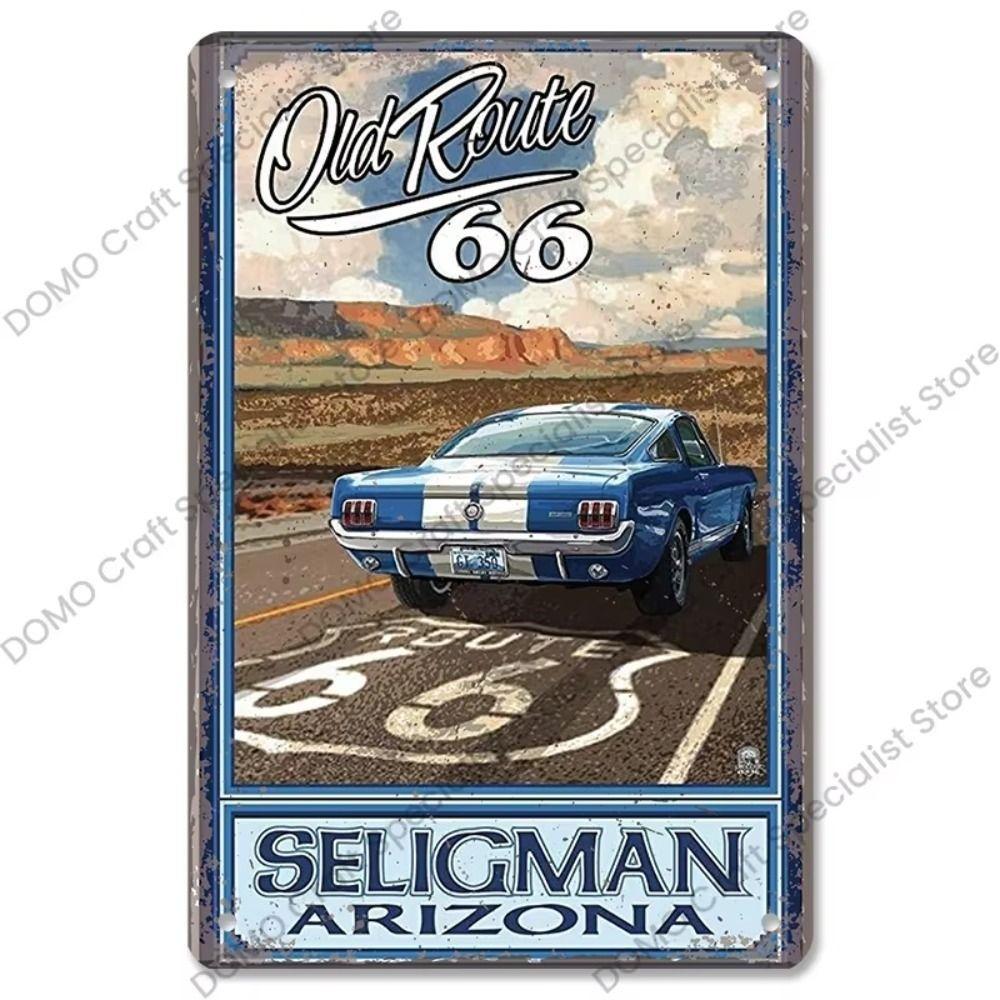 

Vintage Route 66 Highway Metal Tin Sign Retro Car Wall Decor for Garage