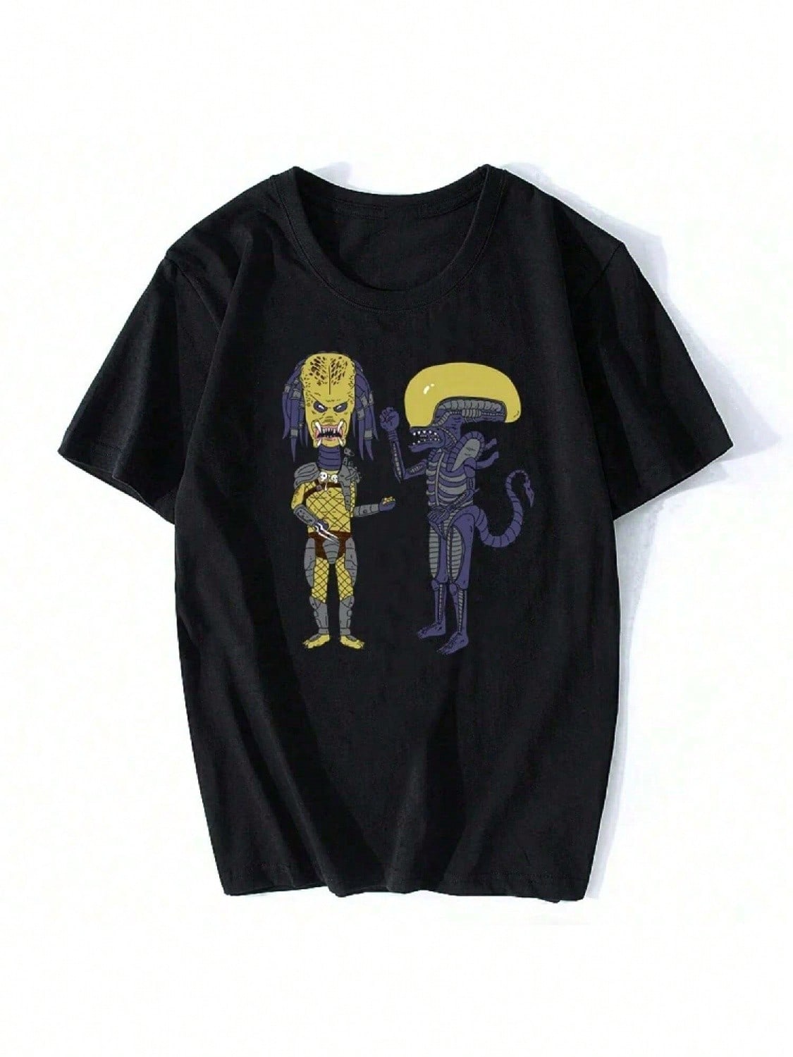 Alien Vs Predator X Beavis And Butthead Hunter And Xenomorph Funny Black T-Shirt Cheap Cotton T Shirt unisex Clothing S разноцветный