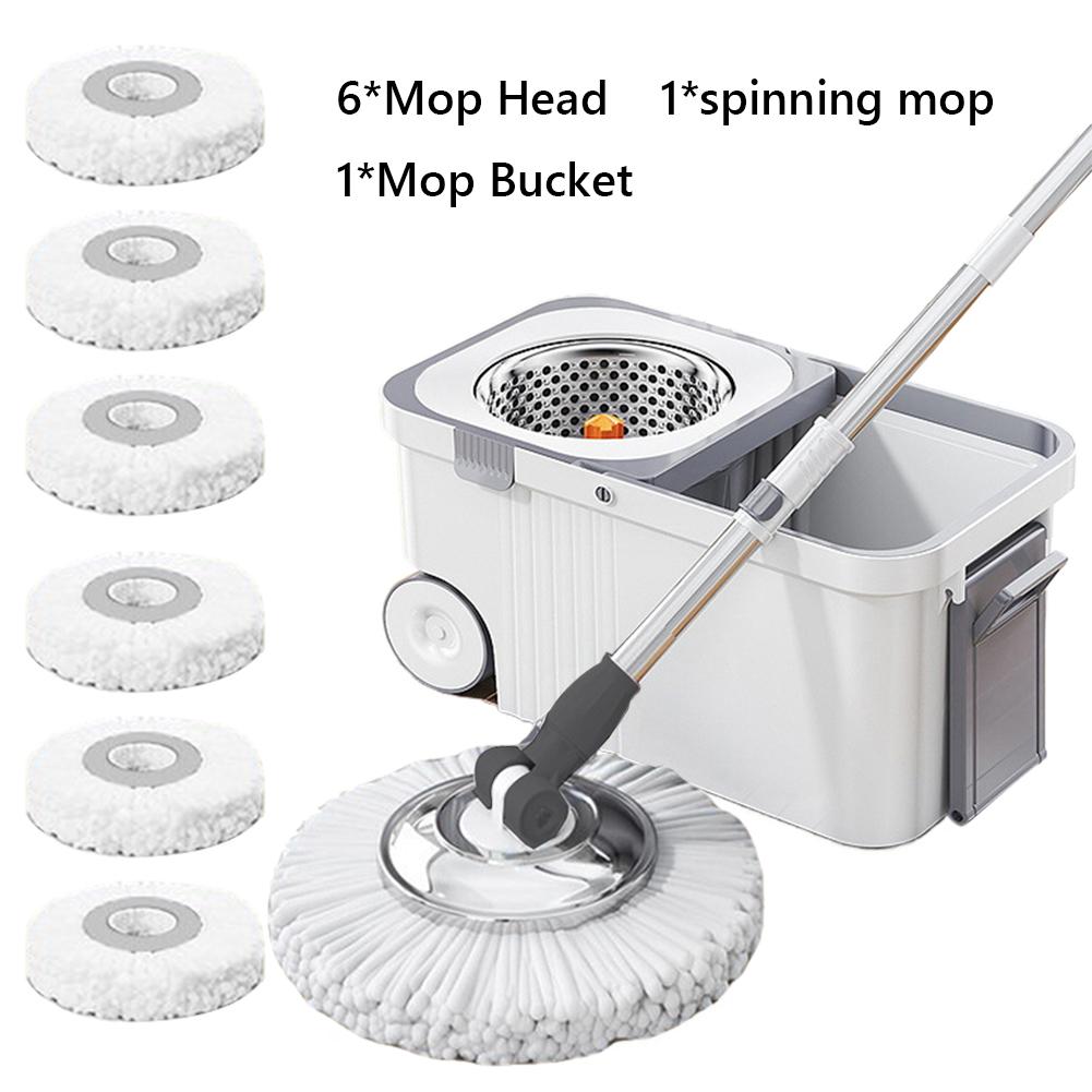 

Automatic Spin Mop Hand-Free Automatic Dehydration Mop for HomeCleaning Spin Mop Bucket 6 Microfiber Refills Household Cleaning