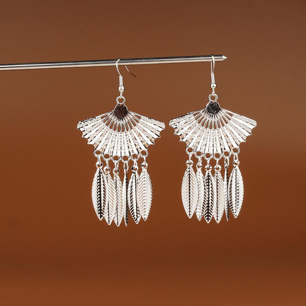 Turquoise Earrings Bohemian Drop Ear Earrings with Tassels, Geometric Alloy, Retro Style, Boastful Ear Accessories