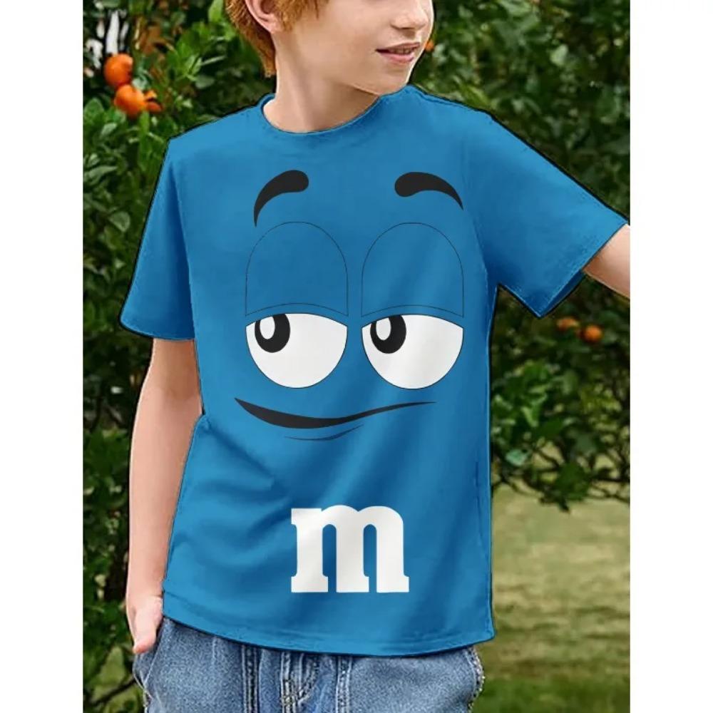 T-shirt Bambini 3D Stampata Estate Innovativa M Chicchi di Cioccolato Divertente Casual Maniche Corte Bambino Moda Sportiva Streetwear T-shirt