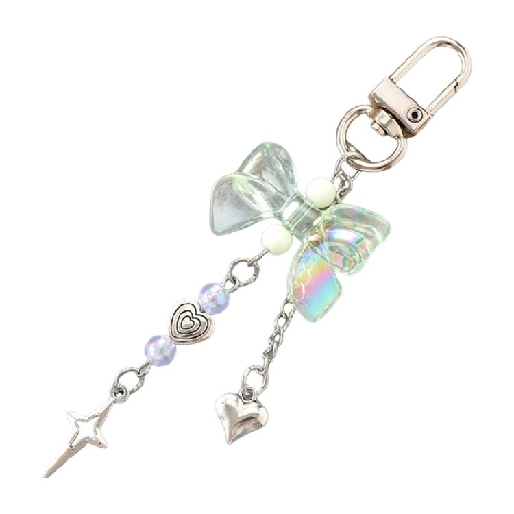 Niedliche Schlüsselanhänger für Mädchen,Liebevolle Auto-Schlüsselanhänger-Accessoires,Schlüsselanhänger-Taschenanhänger für Damen Stern Herz Schleifen Schlüsselanhänger