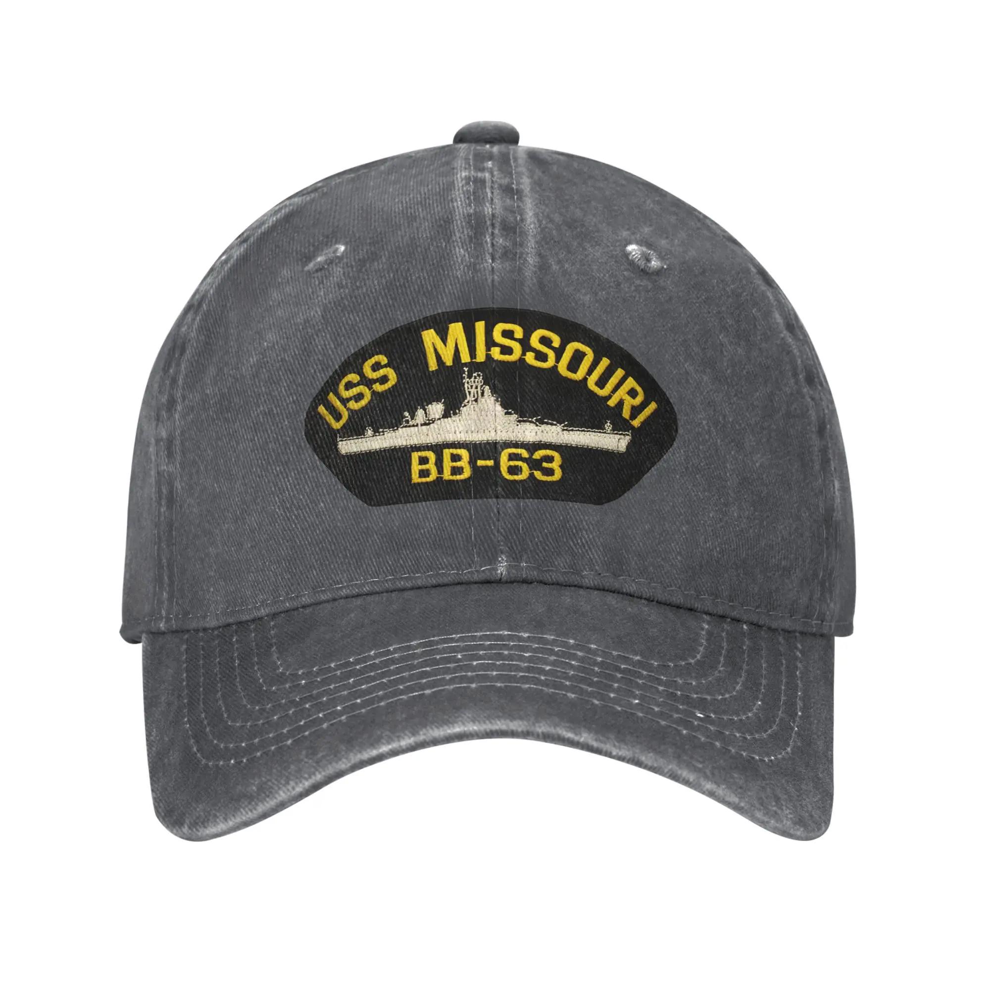 

Vintage USS Missouri BB-63 Baseball Cap Unisex Women Distressed Washed Snapback Cap Warship Navy Ship Outdoor Adjustable Caps Hat Adjustable