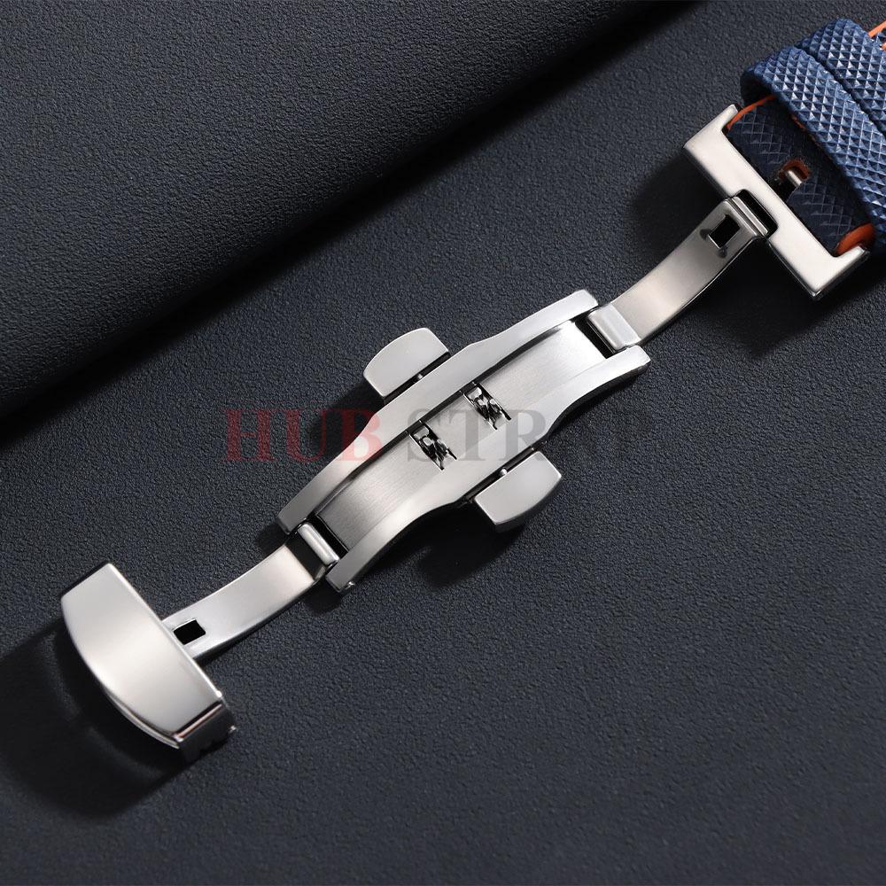 20mm 22mm 24mm Segelduk Nylon Klockarmband för IWC för Omega för Seiko Affärsfjärilsspänne Vattentät Herr Dam Klockband