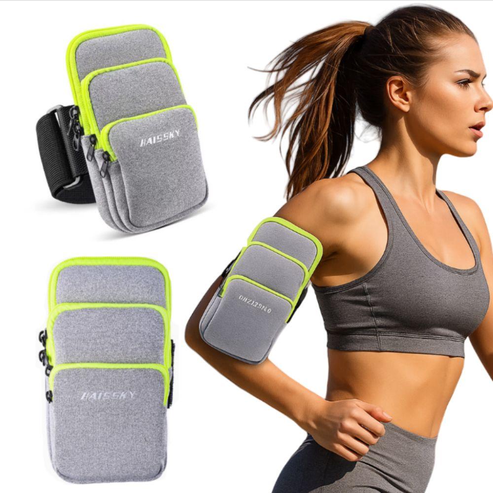 Phone Holder Arm Band Pouch Three Pockets Mobile Phone Arm Bag Running Phone Bags Outdoor Sports
