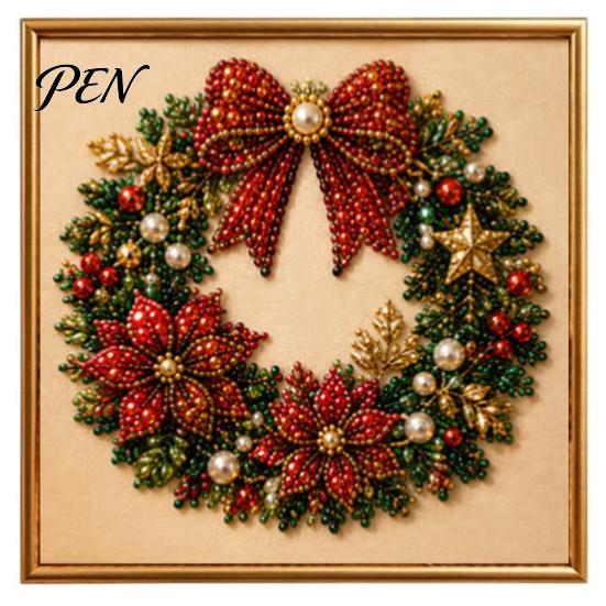 Full Drill Gem Art for Beginners DIY Christmas Faux Pearl Painting Kit with Frame, Santa Creative Gift Crafters Beads Craft Adults Beginner, Handmade