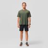 Saucony Breathable Comfortable Solid Color Sports Casual Running Commuting Crew Neck Short Sleeve T-Shirt Men Tops Milk-Army-Green SC2249099A-GE27
