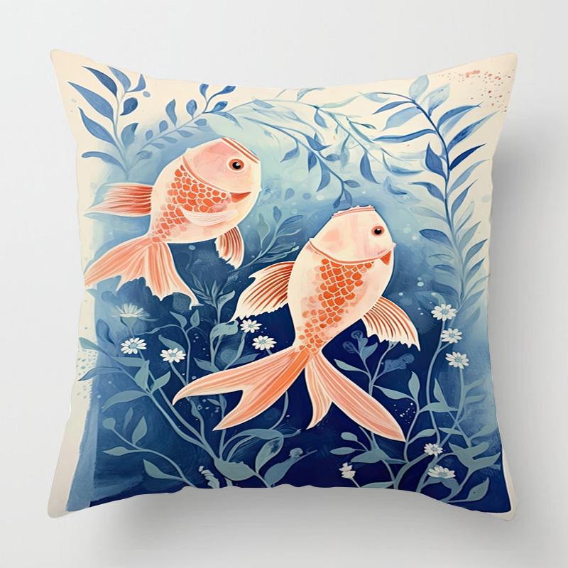 Marine Life Theme Pillow Case Home Living Room Sofa Decorative Cushion Cover 45X 5Cm 50X 50Cm Machine Washable Beach Style
