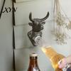 Animal Shape Bottle Opener Elk Cow Head Opener, Wall Mounted Beer Cap Remover, Rustic Iron for Home Bar, Industrial Decor Heavy Duty Cast