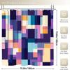 Creative Grid Shower Curtain & Bathroom Set - Vibrant Geometric Design, Machine Washable Polyester, 12 Hooks, Toilet Seat Cover