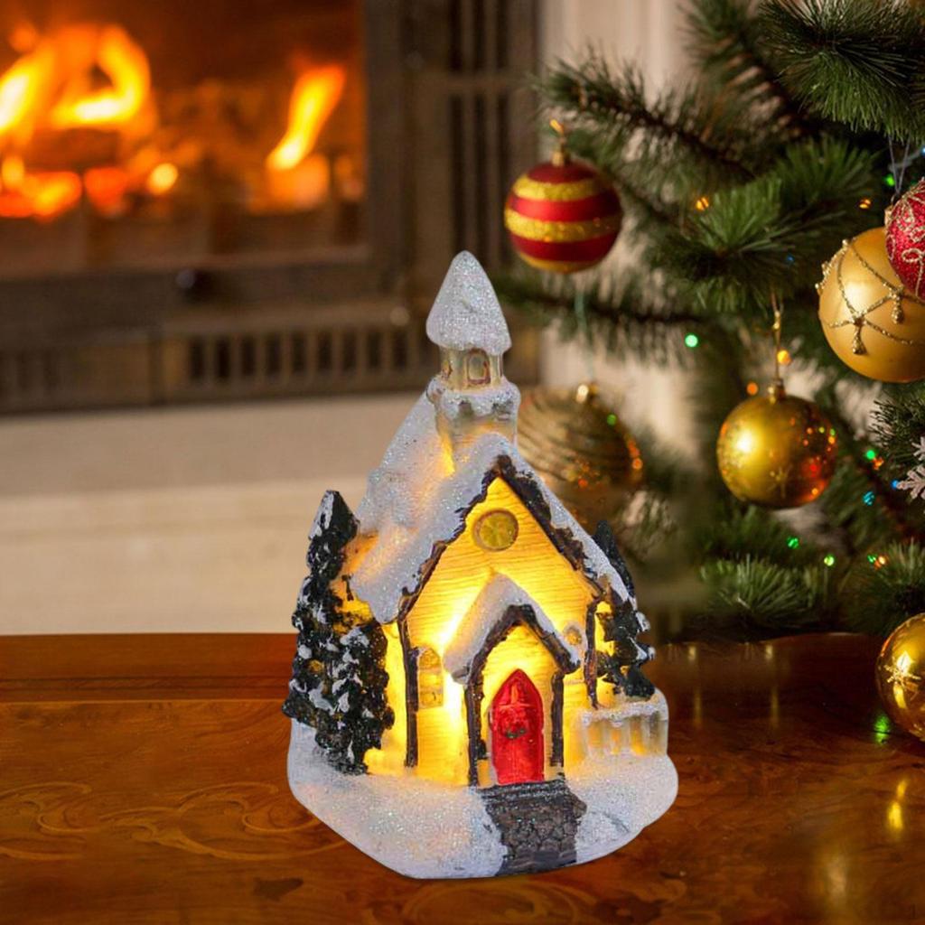 Świąteczny śnieżny wiejski dom świecący ozdoba na imprezę DIY Rok sypialni