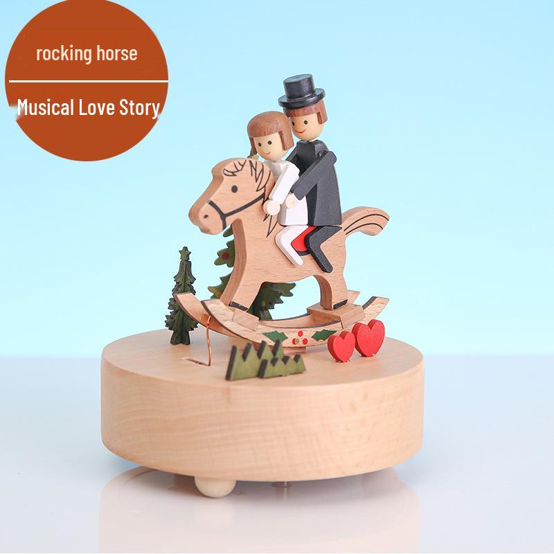 Wooden Carousel Music Box – Creative Solid Wood Home Decor & Valentine's Day Gift