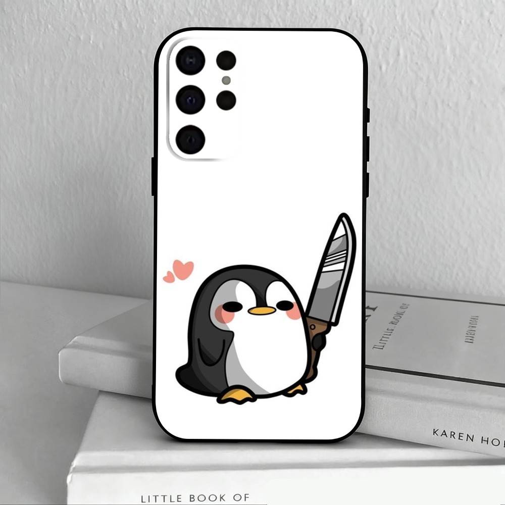 C-Cartoon-N P-Pinguin Handyhülle für Samsung S25,S24,S21,S22,S23,S30,Ultra,S20,Plus,Andere Weiche Schwarze Hülle