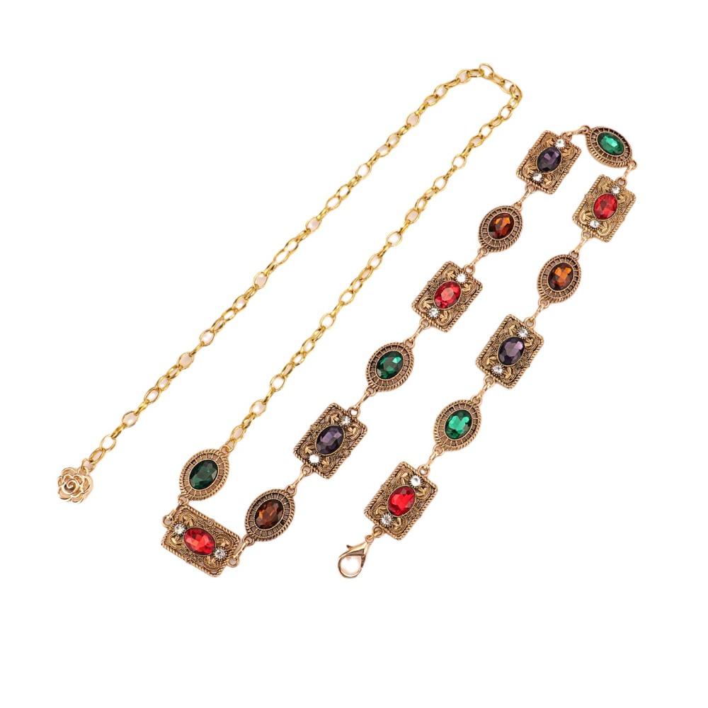 Metal Rhinestone Belly Belts Colorful Y2K Waistband Retro Women Waist Chain  Decorative Jeans
