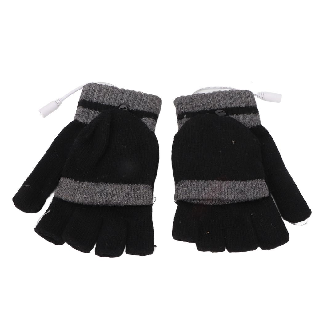Voll- und Halbfinger-Heizhandschuhe USB Fingerlose Strick-Elektro-Laptop-Handschuhe für den Winter