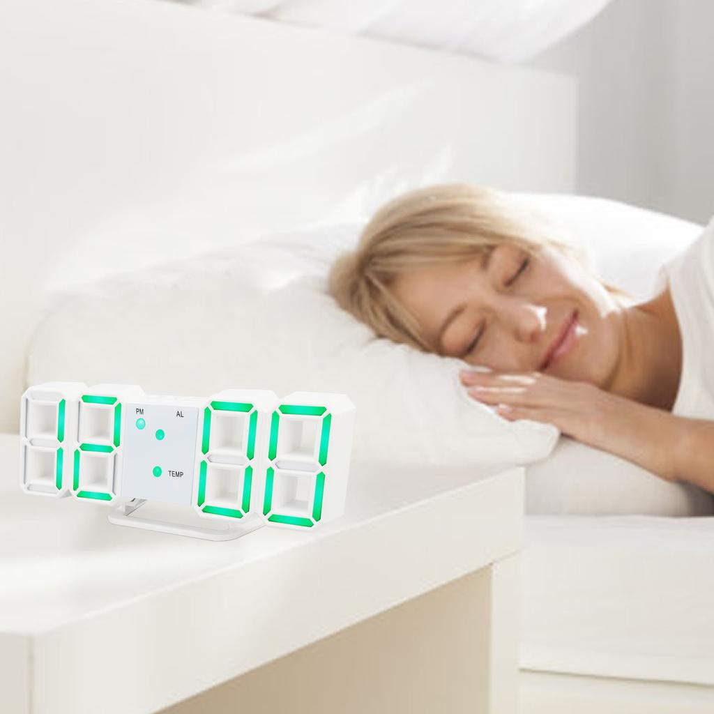 3D Digital Alarm Clock with Temperature Display Mute Snooze Function Brightness Adjustable 3D LED De